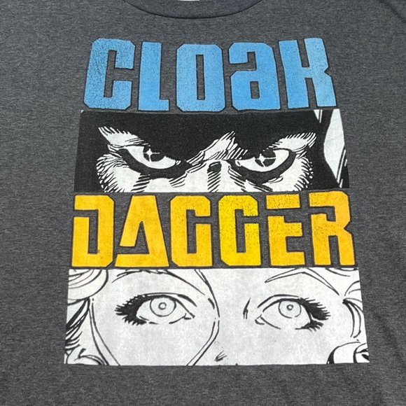 Marvel Shirt Mens XXLT Cloak Dagger Blue Yellow Graphic Tee Face Close Up Panels - Picture 2 of 8